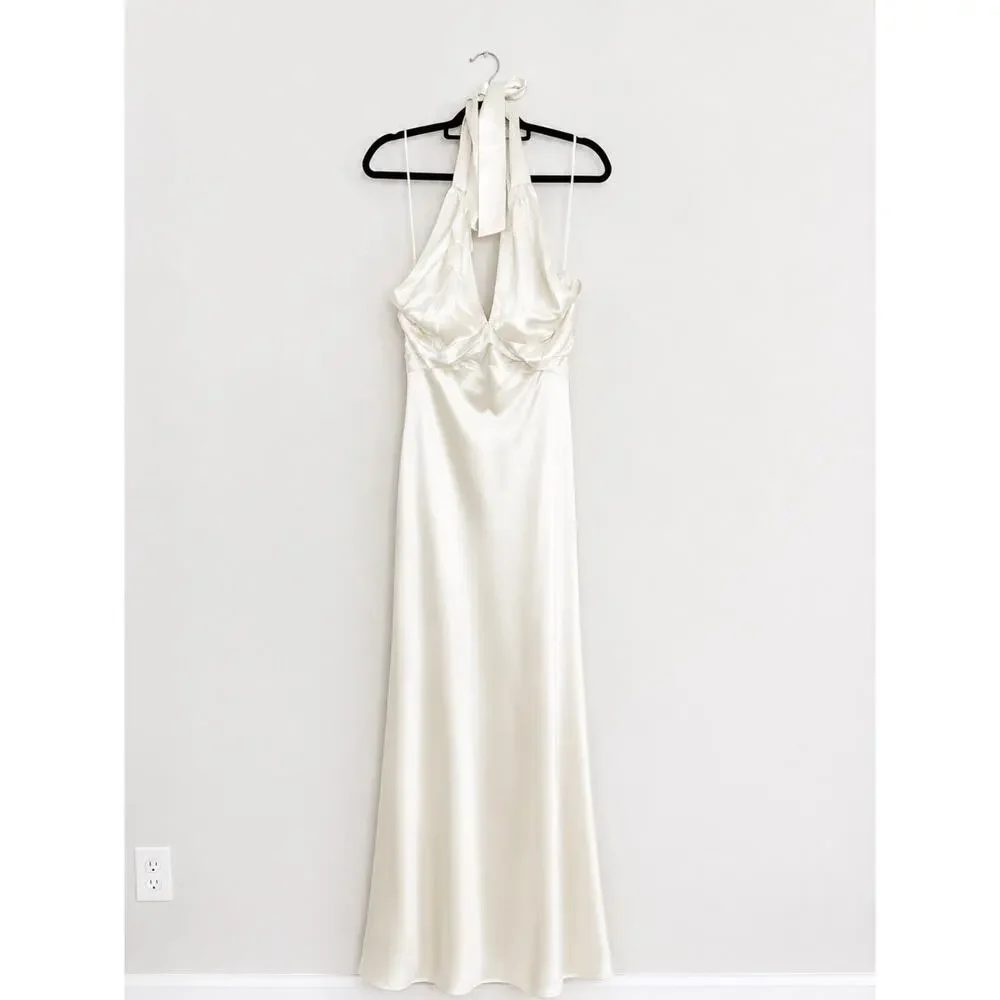 Reformation Veria Dress Halter Tie Zip Wedding Formal Style Women’s Size 4 - Picture 2 of 10
